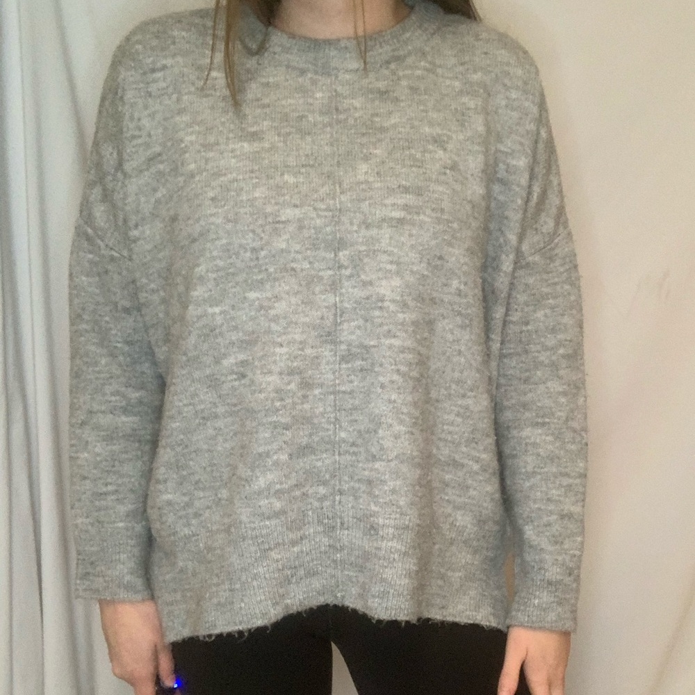 TopShop Petite Crew Neck Sweater - Grey